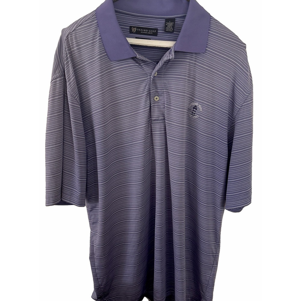 Oxford Golf Coolmax Polo "golf" Lavender White Striped Harbour Town Lighthouse L